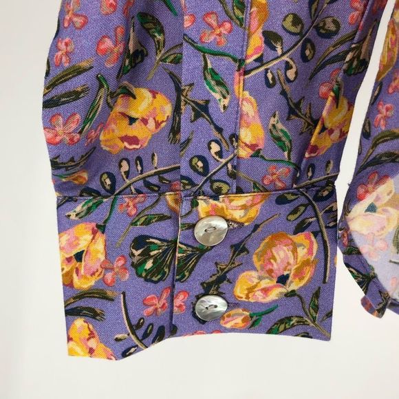 Nrvna Mode Cosette Floral Blouse Purple Floral Long Sleeve NWT size Small - Picture 6 of 13